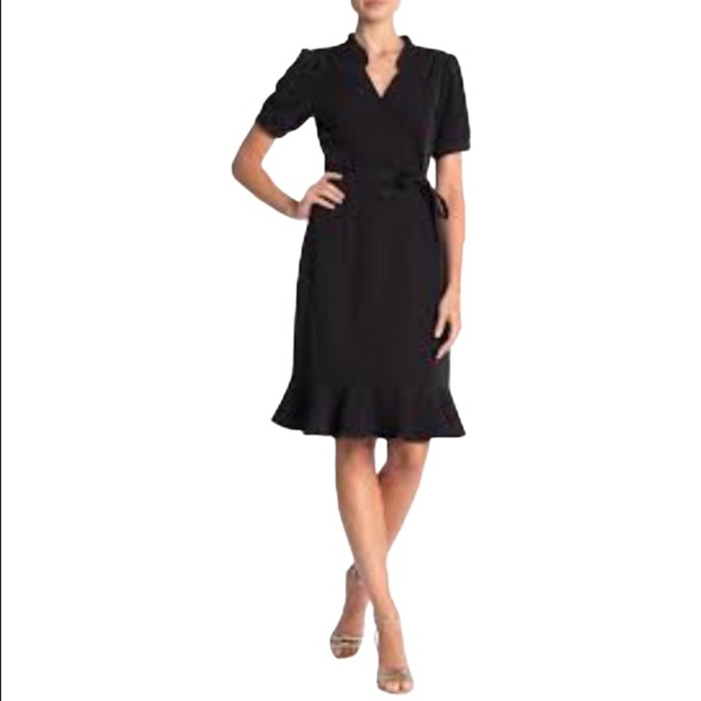 Nanette Lepore Ruffle Hem Belted Dress Black 8